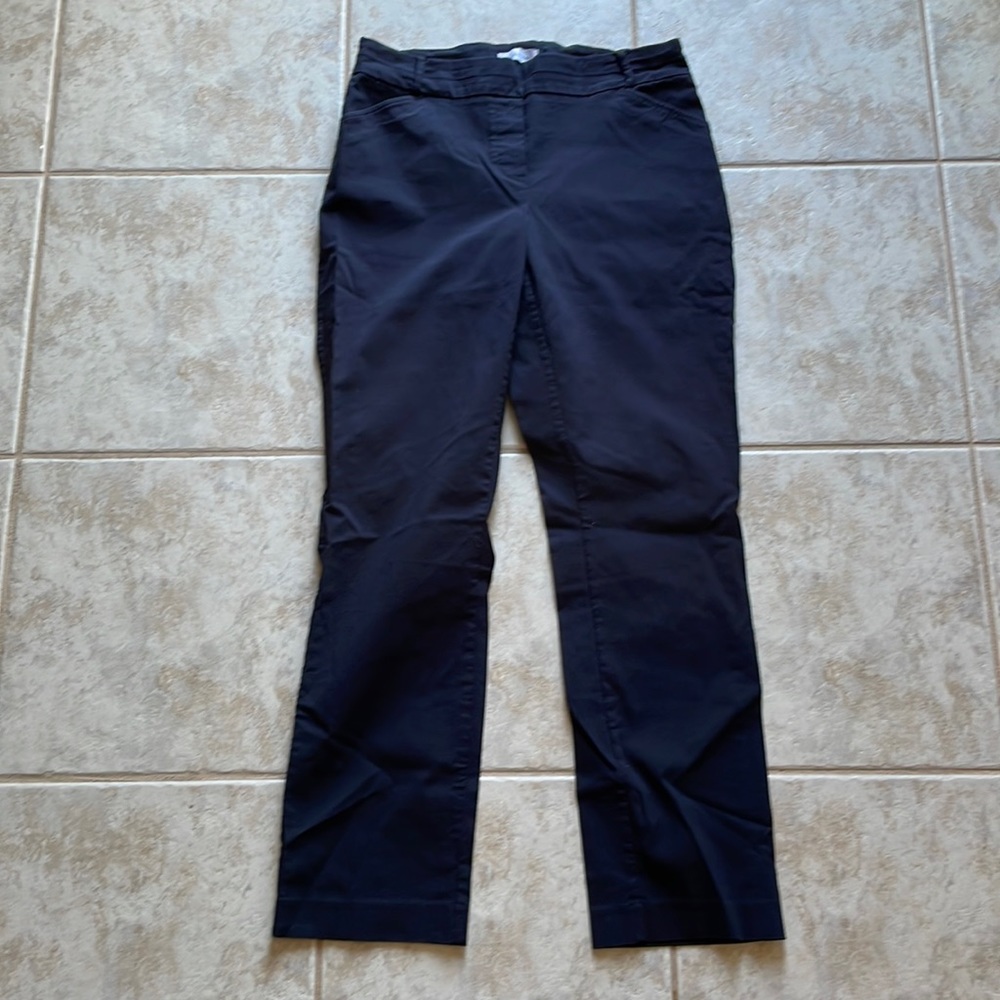 Super comfortable stretch navy blue dress pants. Perfect for work and very cozy